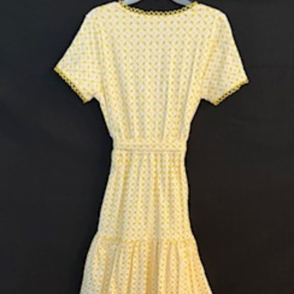Gibson Latimer Cotton Midi Dress – Size M Yellow/White Embroidery Dress - Picture 3 of 9